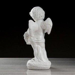 Статуэтка "Ангел с корзиной" белый, 47 см