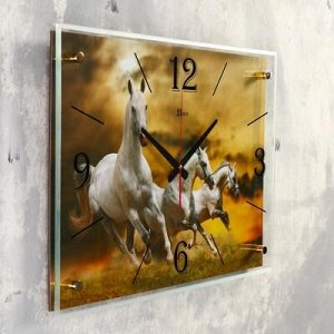 Часы настенные, серия: Животный мир, "Лошади" 40х56 см, микс