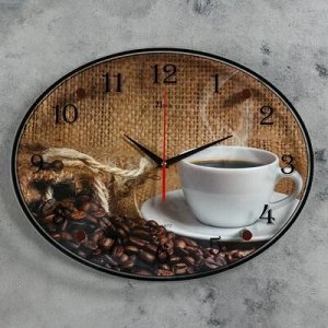 Часы настенные, серия: Кухня, "Кофе, зерна", 35х46 см