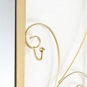 Крючки декоративные с зеркалом "Растительная ветвь" золото 25x25x3 см