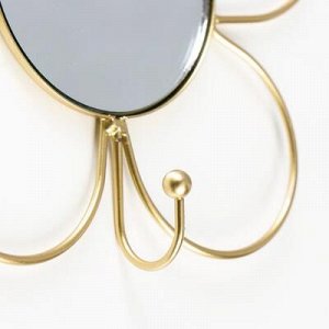Крючок декоративный с зеркалом "Цветок" золото 18х18х3,5 см