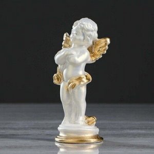 Статуэтка "Ангел", перламутровая, золотистое напыление, 14 см