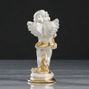 Статуэтка "Ангел", перламутровая, золотистое напыление, 14 см