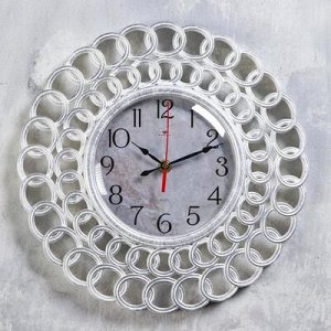 Часы настенные "Классика" d=31 см, корпус белый с серебром, плавный ход