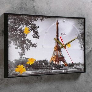 Часы настенные, серия: Город,"Осенний париж II", 37х60 см