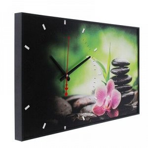 Часы настенные, серия: Цветы "Розовый цветок на камнях", микс 37х60 см