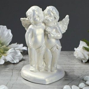 Статуэтка "Пара ангелов", цвет перламутровый, 14 см