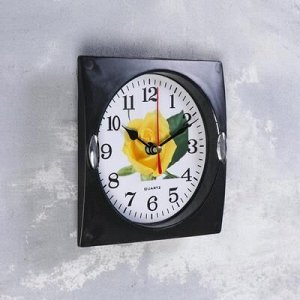 Часы настенные, серия: Цветы, "Роза желтая" 15х15 см