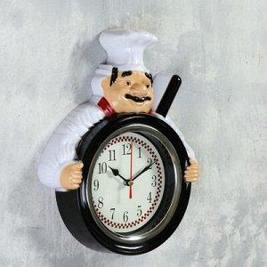 Часы настенные, серия: Кухня, "Повар со сковородой", 26.5х20см