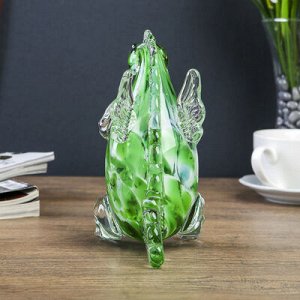 Сувенир стекло в стеклокрошку "Дракон зелёный" 16,5 см