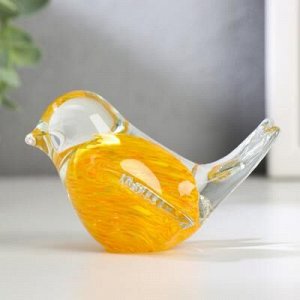 Сувенир стекло в стеклокрошку "Птичка" 10х6 см жёлтый