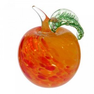 Сувенир стекло в стеклокрошку "Яблоко красно-жёлтое" 8х8х10 см