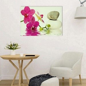 Картина- холст на подрамнике"Орхидея у воды и камней" 50*70см