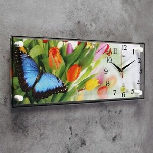 Часы настенные, серия: Цветы, "Бабочки", 50х20 см, микс