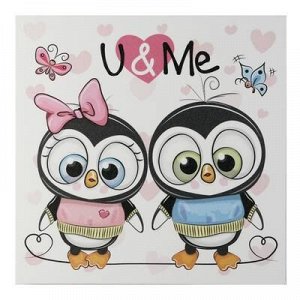 Картина "Ты и я - пингвины" 35х35 см