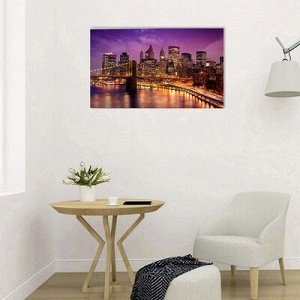 Картина на холсте "Вечерний Бруклинский мост" 60*100 см