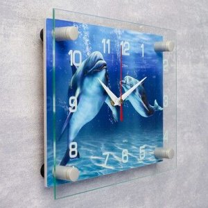 Часы настенные, серия: Море, "Дельфины", 20х26 см, микс