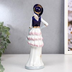 Сувенир керамика "Мадмуазель в платье с разрезом, с цветком" кобальт 22,5х6,5х7,3 см