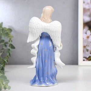 Сувенир керамика &quot;Ангел-девушка в голубом платье с барабаном&quot; 20,5х8,5х6,5 см