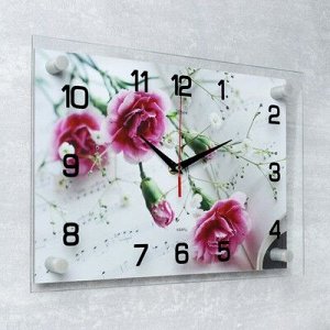 Часы настенные «Розовые гвоздики», 25 ? 35 см