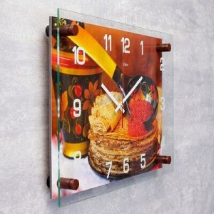 Часы настенные, серия: Кухня, "Блинчики с икрой" , 25х35 см, микс
