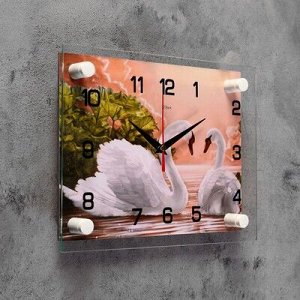 Часы настенные, серия: Животный мир, "Пара лебедей", 20х26 см, микс