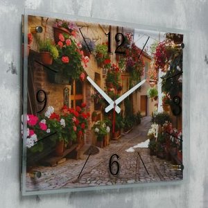 Часы настенные, серия: Город, "Улица в Испании", 40х56 см