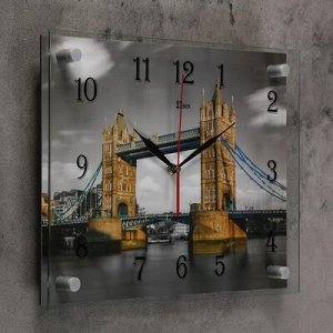 Часы настенные, серия: Город, "Тауэрский мост, Красный и Ч/Б", 30х40 см, микс