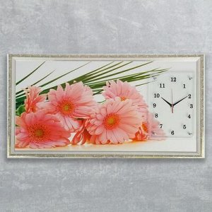 Часы-картина настенные, серия: Цветы, "Герберы", 50х100 см, микс