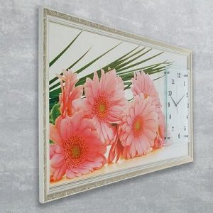 Часы-картина настенные, серия: Цветы, "Герберы", 50х100 см, микс