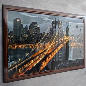 Часы-картина настенные, серия: Город, "Манхэттенский мост", 50х100 см, микс