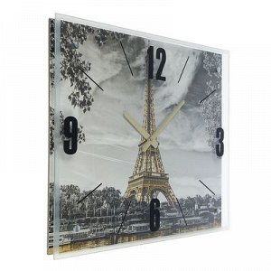 Часы настенные, серия: Город, "Эйфелева башня, Париж", 40х50 см, микс