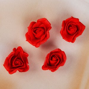 Набор цветков-бантов из фоамирана, D=5 см, 4 шт, красный