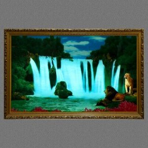 Картина с подсветкой "Водопад со львами" 73*114см