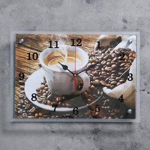 Часы настенные прямоугольные "Чашка кофе", 25х35 см