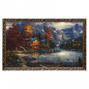 Картина "Дом у горной реки" 60х100 см