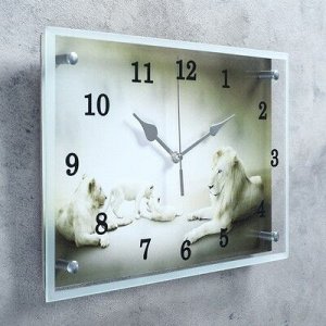 Часы настенные, серия: Животный мир, "Белые львы"25х35см