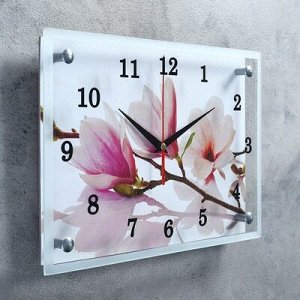 Часы настенные, серия: Цветы, "Бело-сиреневые цветы", 25х35 см, микс