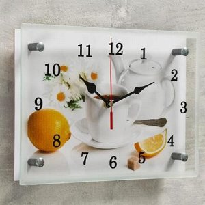Часы настенные, серия: Кухня, &quot;Чайная церемония и лимон&quot;, 20х30 см, микс