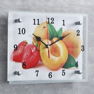 Часы настенные, серия: Кухня, "Абрикосы и клубника", 20х25 см, микс