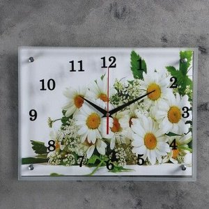 Часы настенные, серия: Цветы, "Ромашки", 30х40 см, микс