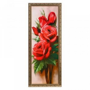 Картина "Красные розы" 42*106 см рамка микс
