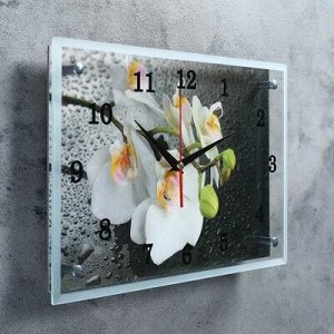 Часы настенные, серия: Цветы, "Белая орхидея", 25х35 см, микс