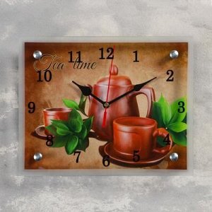 Часы настенные, серия: Интерьер, "Чайный набор "Tea Time", 20х25 см, микс