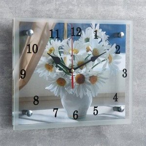Часы настенные, серия: Цветы, &quot;Ромашки&quot;, 20х25 см, микс