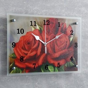 Часы настенные, серия: Цветы, &quot;Красные розы&quot;25х35 см, микс