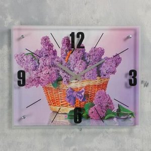 Часы настенные, серия: Цветы, "Корзина сирени", 40х50 см, микс