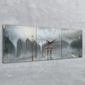 Часы-картина настенные, серия: Люди, "Двое под дождем", 35х105 см, микс