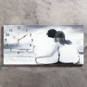 Часы настенные, серия: Люди, на холсте "Влюбленная пара", 40х76 см, микс