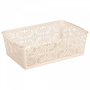Бытпласт КОРЗИНКА УНИВЕРСАЛЬНАЯ &quot;FLORAL&quot;, 380Х250Х125 ММ (бежевый флэк)
